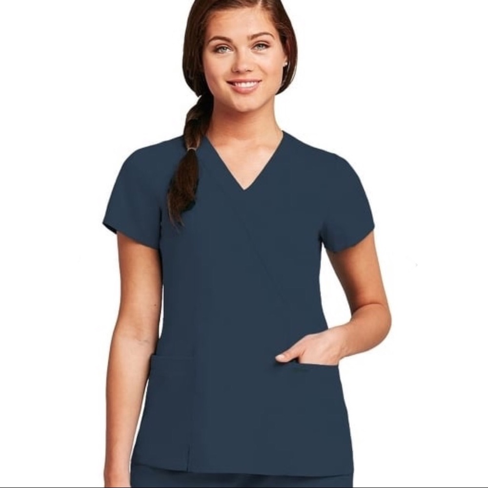 Women's Wrap with Princess Seams Solid Scrub Top L
